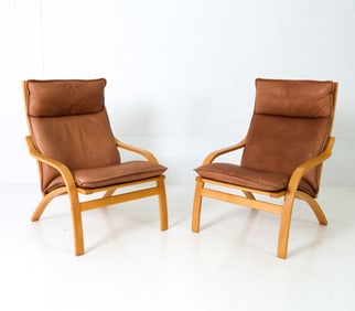 PAIR OF MOGENS HANSEN DANISH LEATHER ARMCHAIRS