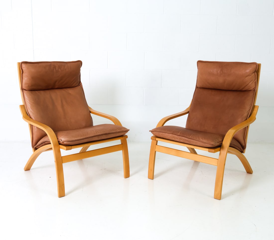 PAIR OF MOGENS HANSEN DANISH LEATHER ARMCHAIRS (1 of 1)