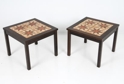 PAIR OF TOFTEN DANISH ROSEWOOD & TILE SIDE TABLES