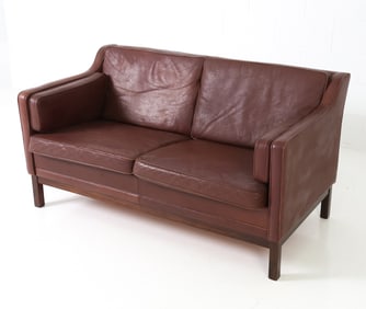 STYLE OF MOGENS HANSEN DANISH LEATHER SOFA C.1970S