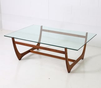 WARDSAETRA SWEDISH TEAK & GLASS COFFEE TABLE 1960S
