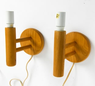 PAIR OF DANISH PINE WALL SCONCES