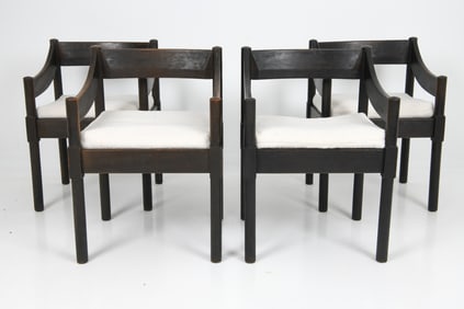 (4) VICO MAGISTRETTI "CARIMATE" BEECH ARMCHAIRS
