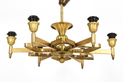 DANISH ART DECO BRONZE CHANDELIER C. 1940S