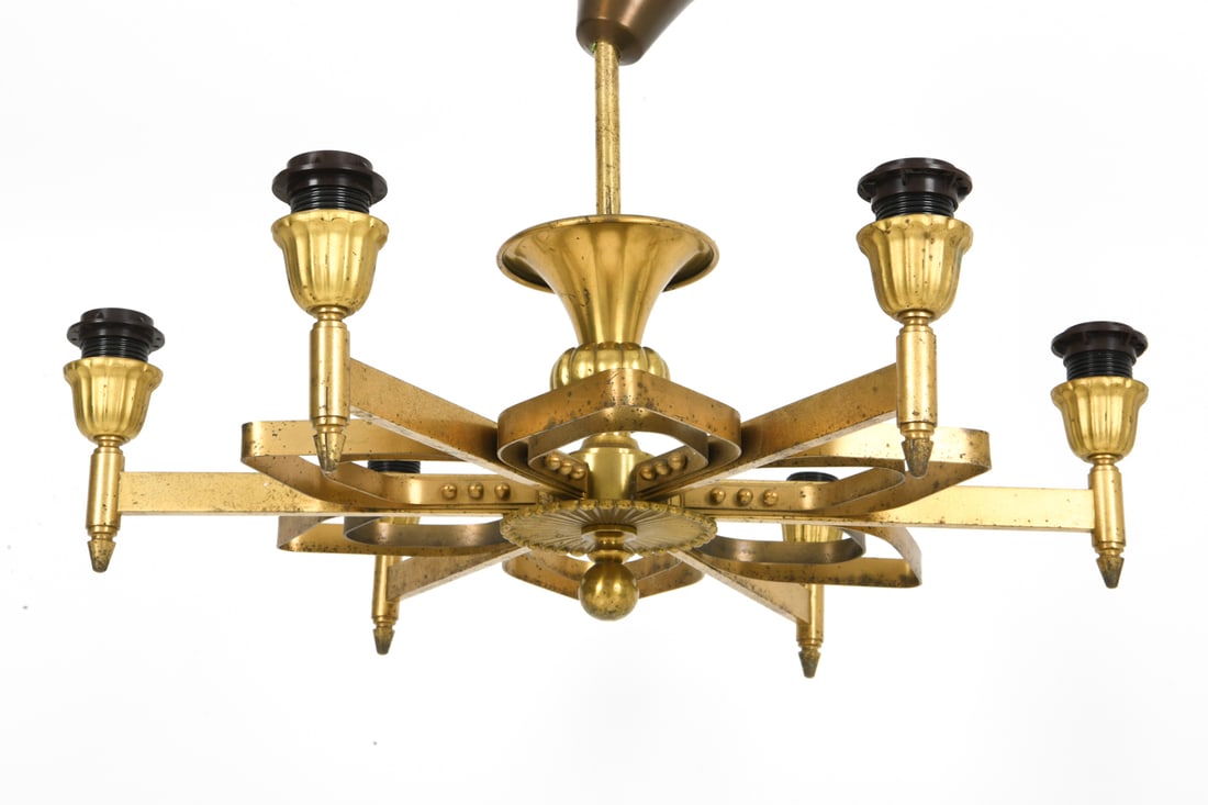 DANISH ART DECO BRONZE CHANDELIER C. 1940S (1 of 10)