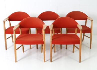 (5) KURT OLSEN FOR SLAGELSE M.223 OAK CHAIRS 1960S