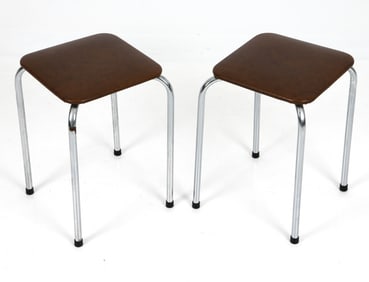 PAIR OF GERMAN CHROME STOOLS C. 1970S