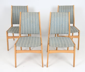 (4) NIELAUS STYLE DANISH BEECH DINING CHAIRS 1970S