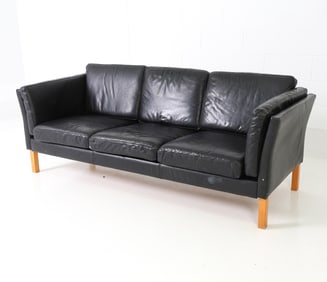 MOGENS HANSEN STYLE DANISH LEATHER SOFA C. 1970S