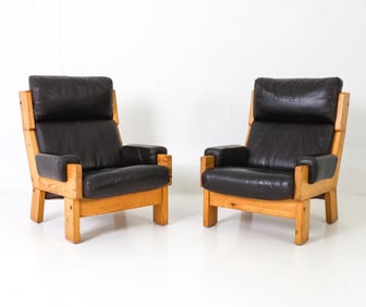 ATTR. SVEN LARSSON DANISH PINE HIGHBACK CHAIRS