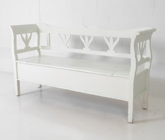 GUSTAVIAN STYLE SWEDISH PAINTED PINE BENCH