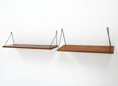 (2) DANISH TEAK FLOATING SHELVES