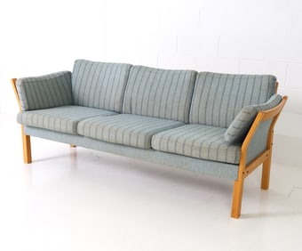 NIELAUS MOBLER DANISH BEECH & WOOL SOFA C. 1970'S