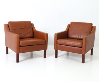 PAIR BORGE MOGENSEN STYLE DANISH LOUNGE CHAIRS