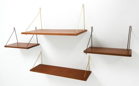 (4) POUL CADOVIUS STYLE TEAK FLOATING WALL SHELVES