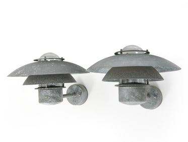 PAIR ATTR. NORDLUX GALVANIZED OUTDOOR SCONCES
