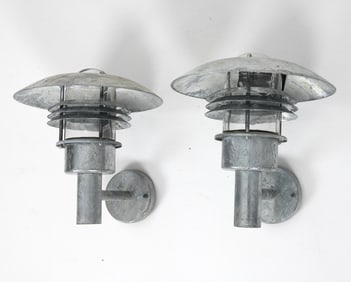 PAIR OF SILHUET DANISH STEEL OUTDOOR SCONCES