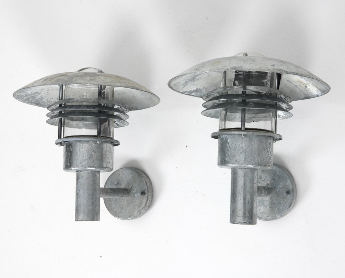 PAIR OF SILHUET DANISH STEEL OUTDOOR SCONCES (1 of 11)