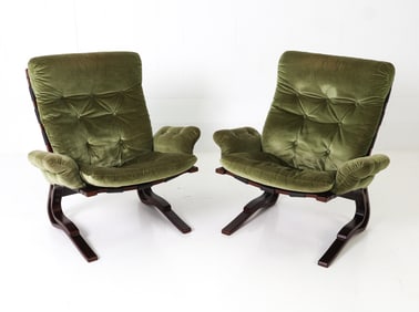 PAIR OF ELSA & NORDAHL SOLHEIM LOUNGE CHAIRS 1970S