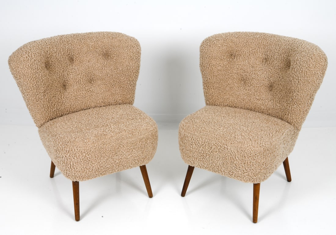 PAIR GOSTA JONSSON STYLE SWEDISH WOOL CHAIRS (1 of 1)