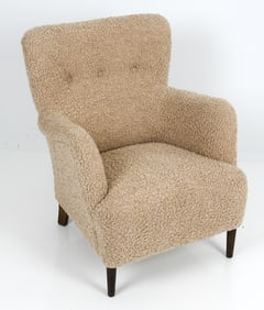 STYLE OF PETER HVIDT DANISH WOOL ARMCHAIR C. 1940S