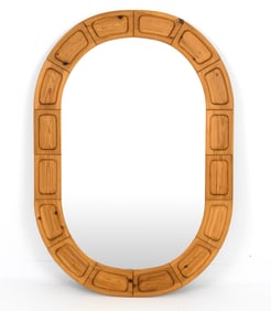 SWEDISH PINE OVAL MIRROR C. 1970'S