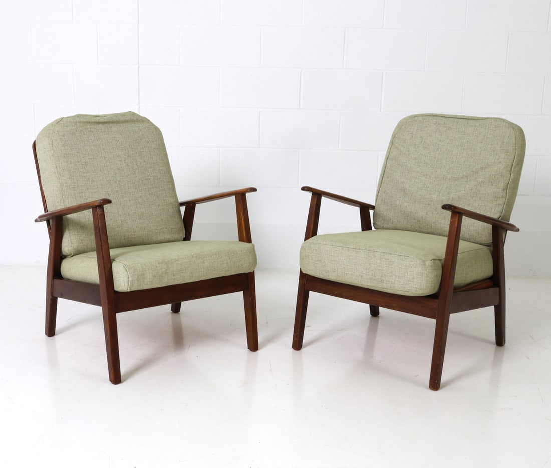PAIR STYLE OF WEGNER DANISH TEAK LOUNGE CHAIRS (1 of 1)