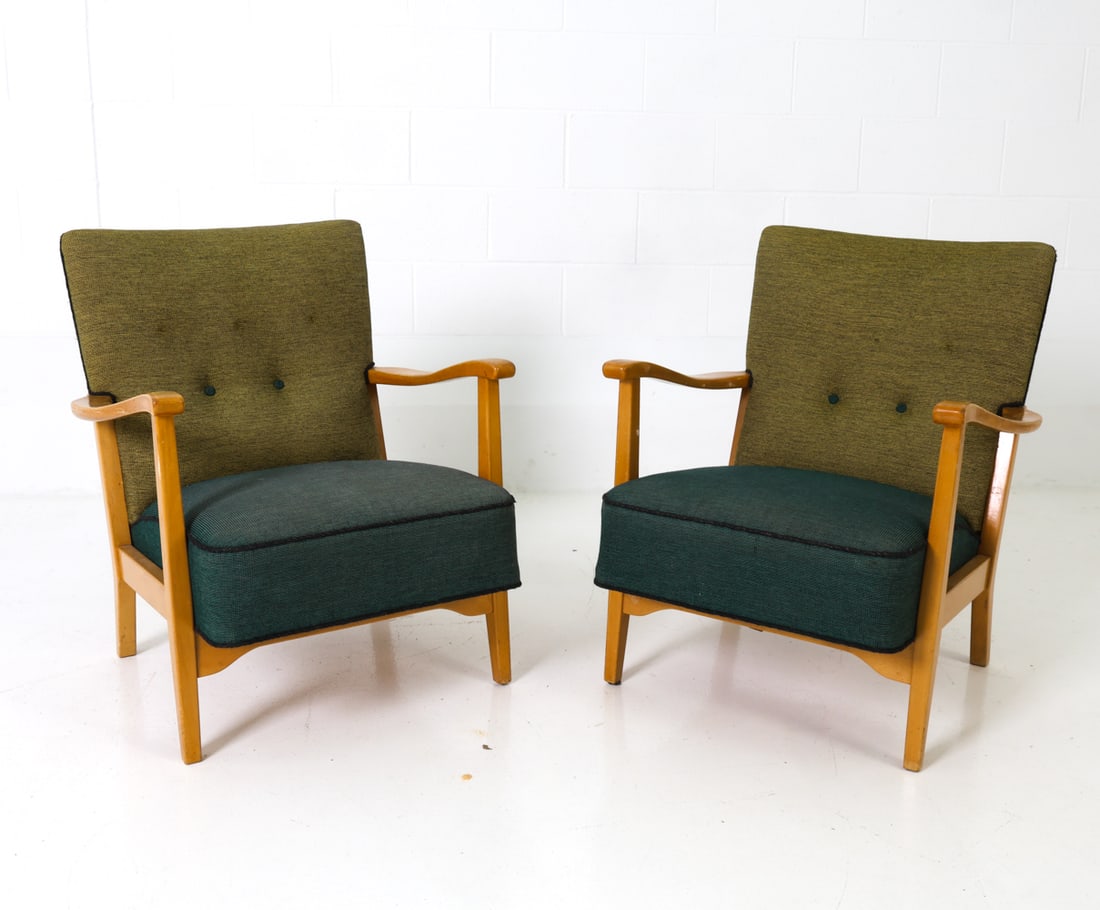 PAIR OF ATTR. ENSO DUX FINNISH BEECH ARMCHAIRS (1 of 19)