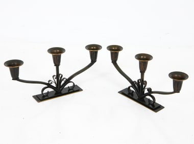 PAIR JUST ANDERSEN ART DECO DANISH CANDLEHOLDERS