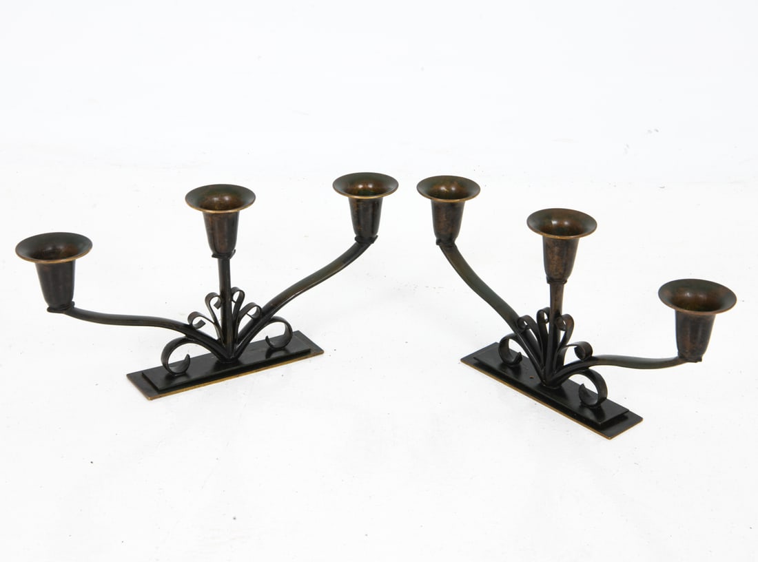 PAIR JUST ANDERSEN ART DECO DANISH CANDLEHOLDERS (1 of 9)