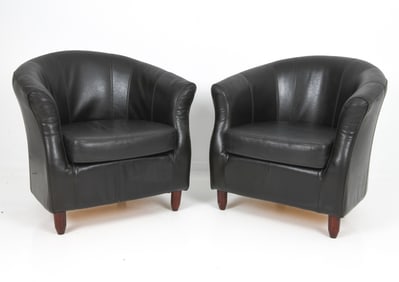 PAIR OF SCANDINAVIAN LEATHER ARMCHAIRS