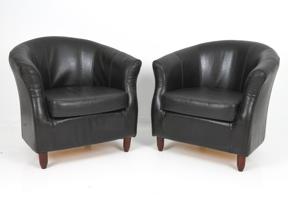 PAIR OF SCANDINAVIAN LEATHER ARMCHAIRS (1 of 12)