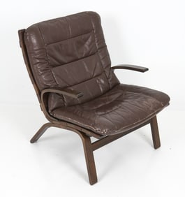 FARSTRUP DANISH LEATHER & BEECH LOUNGE CHAIR