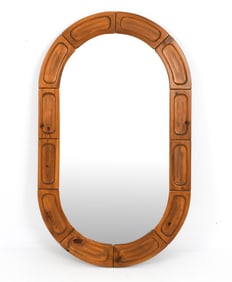 SWEDISH PINE OVAL MIRROR C. 1970S