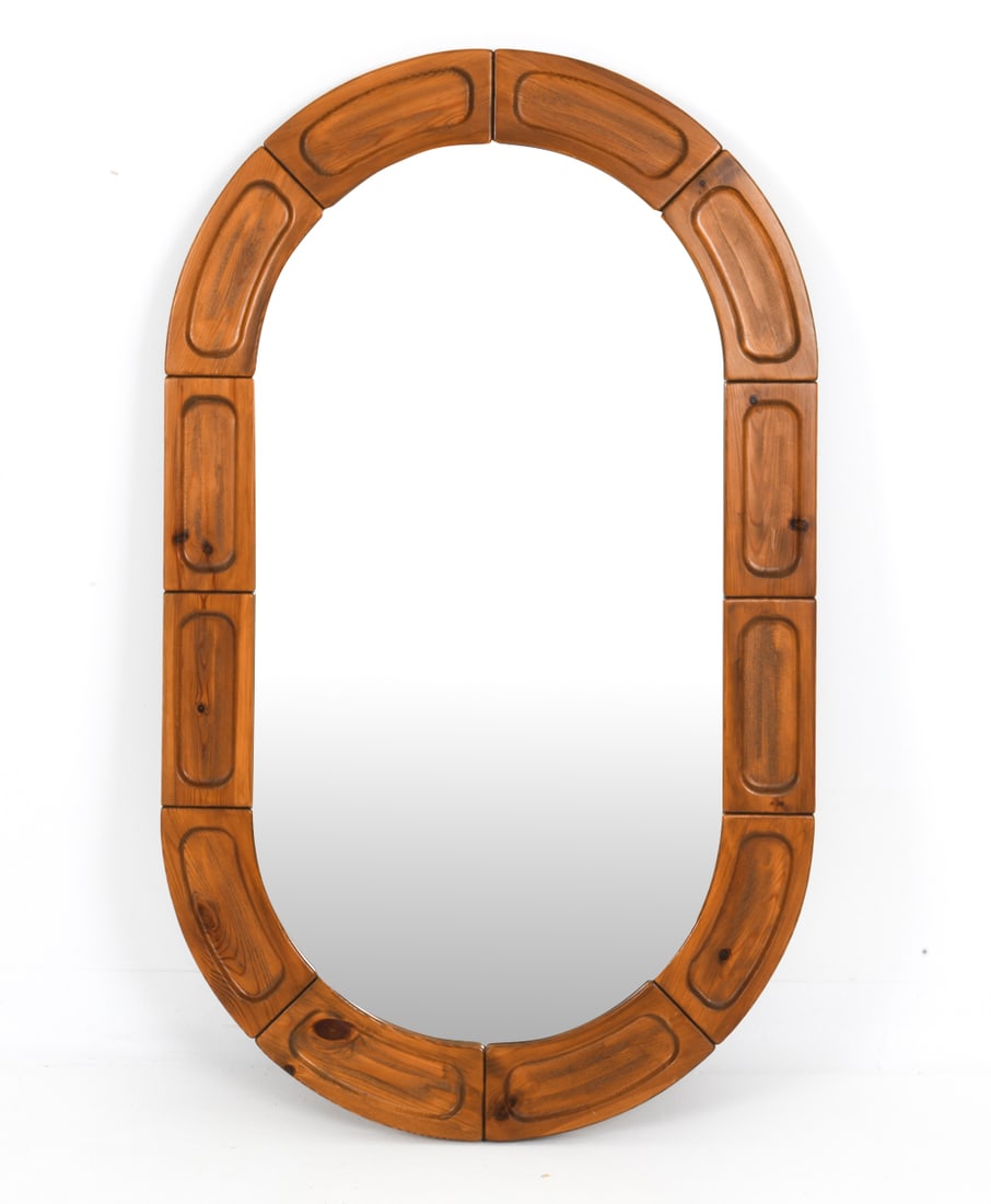 SWEDISH PINE OVAL MIRROR C. 1970S (1 of 5)