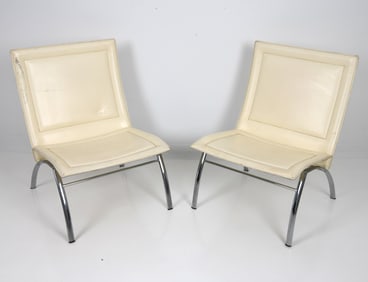 PAIR OF VINTAGE MIDJ ITALIAN CHROME CHAIRS