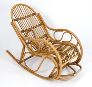MID-CENTURY DANISH BAMBOO ROCKING CHAIR C. 1960'S