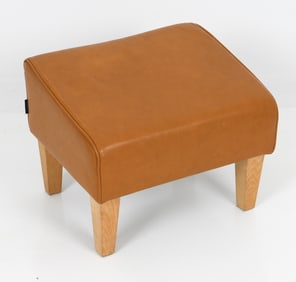 SODERBERG SWEDISH BEECH AND LEATHER OTTOMAN