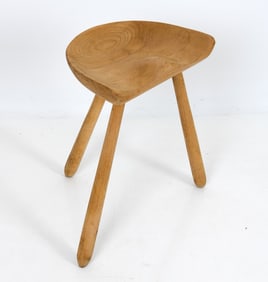 DANISH VINTAGE SCULPTED BEECH MILK STOOL