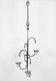 SCANDINAVIAN IRON & GLASS HANGING CANDLEHOLDER