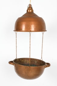 HANGING COPPER PLANTER LIGHT C. 1970S