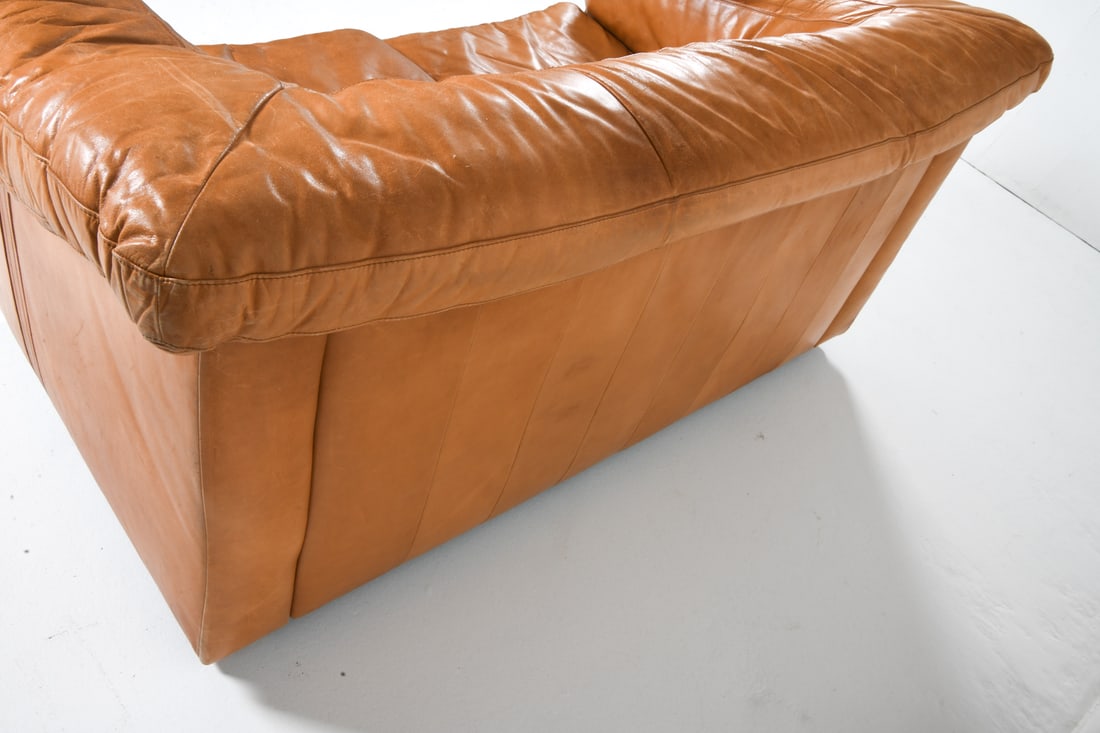 DE SEDE STYLE DANISH LEATHER LOVESEAT C. 1960S - 7