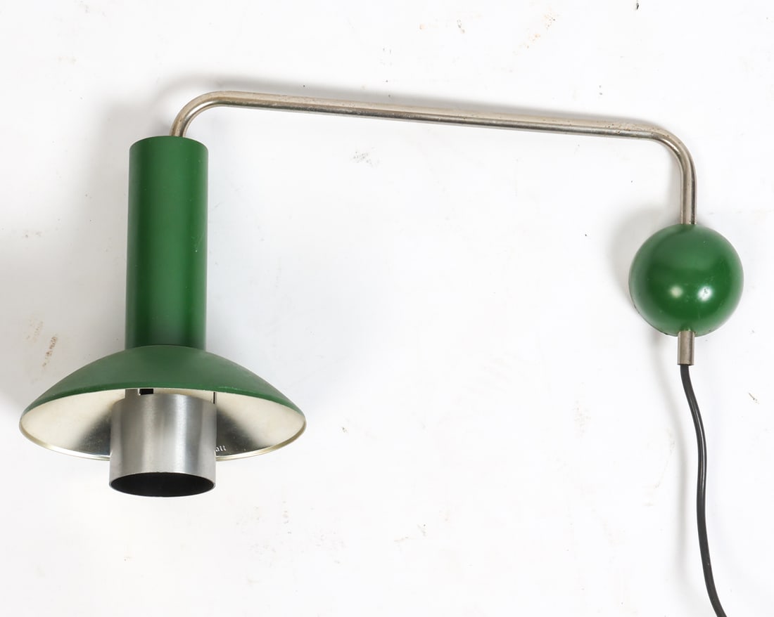 LOUIS POULSEN 'LOUISE' DANISH WALL SCONCE C. 1970S: Tagged to interior. Denmark, circa 1970s. Dimensions: H 8" x W 6.5" x D 15". Condition: Wiring untested. Wear consistent with age and use. Minor scuffs.