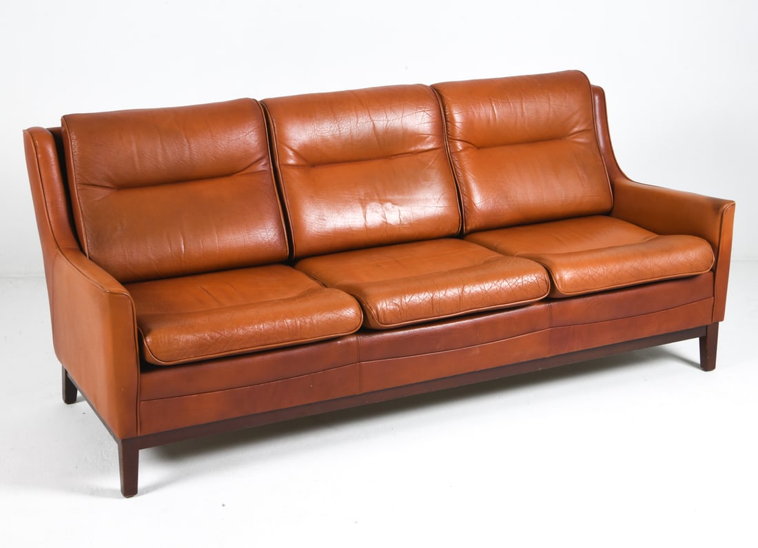 MOGENSEN STYLE DANISH LEATHER SOFA C. 1970S (1 of 10)