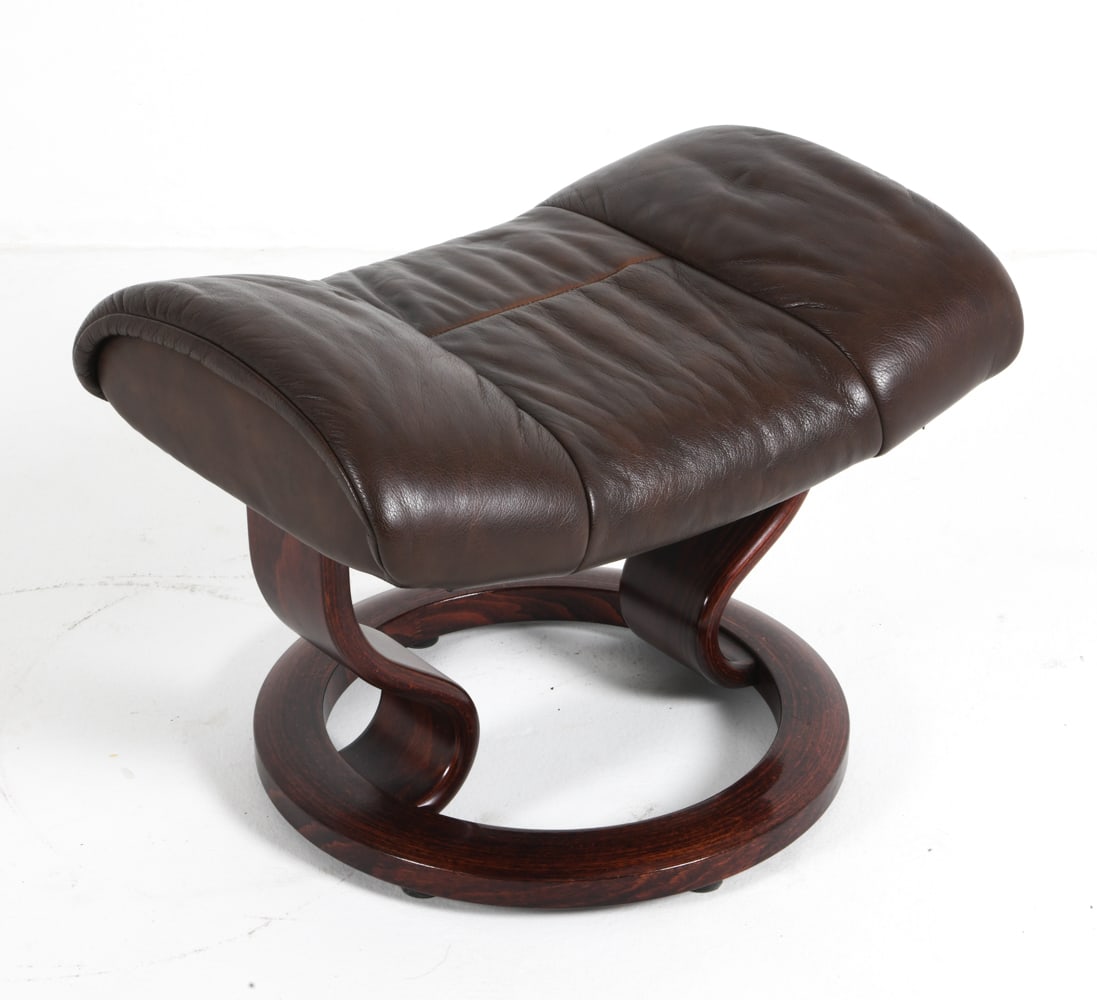 EKORNES STRESSLESS LEATHER OTTOMAN C. 1960S (1 of 8)