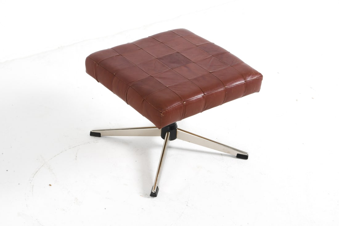 DANISH LEATHER & STEEL OTTOMAN C. 1960S (1 of 10)