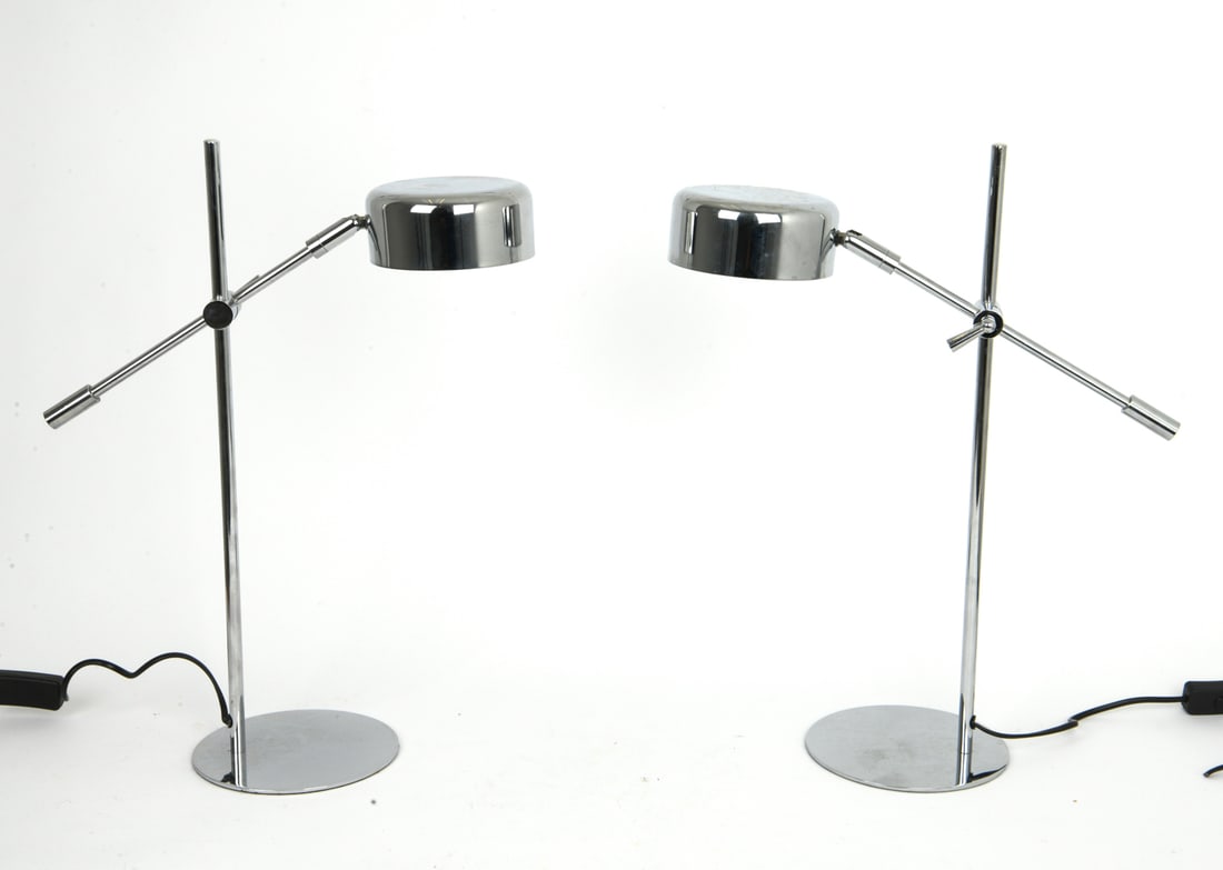 PAIR STYLE OF PEHRSON SWEDISH CHROME TABLE LAMPS (1 of 10)