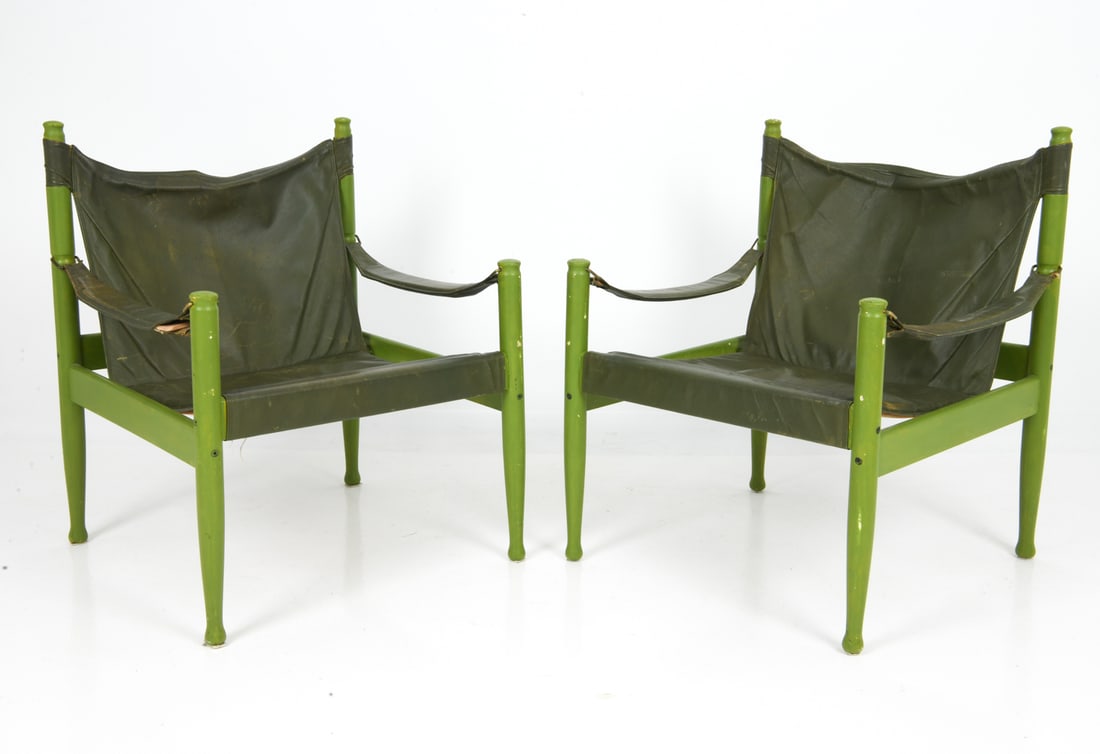 PAIR ERIK WORTS FOR EILERSEN LEATHER CHAIRS 1960S - 2
