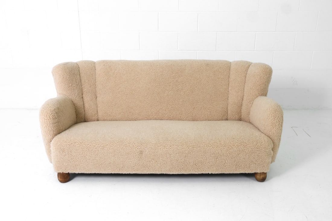ATTR MARTHA BLOMSTEDT FINNISH LAMBSWOOL SOFA 1940S - 4