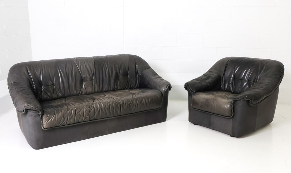 SCANDINAVIAN LEATHER SOFA & LOUNGE CHAIR C. 1970S (1 of 20)